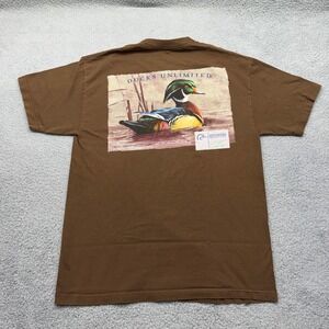 Artisans Ducks Unlimited Mens Large Wood Duck Joe Hautman 2012-13 Brown T-Shirt